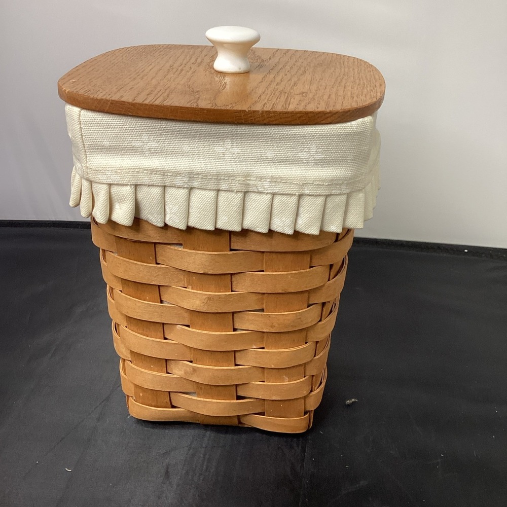 Longerberger Tall Square Basket With Lid W/ Lid And Plastic Liner